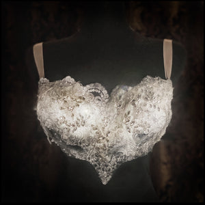 Corpse Bride Rhinestone and Lace Applique Bra