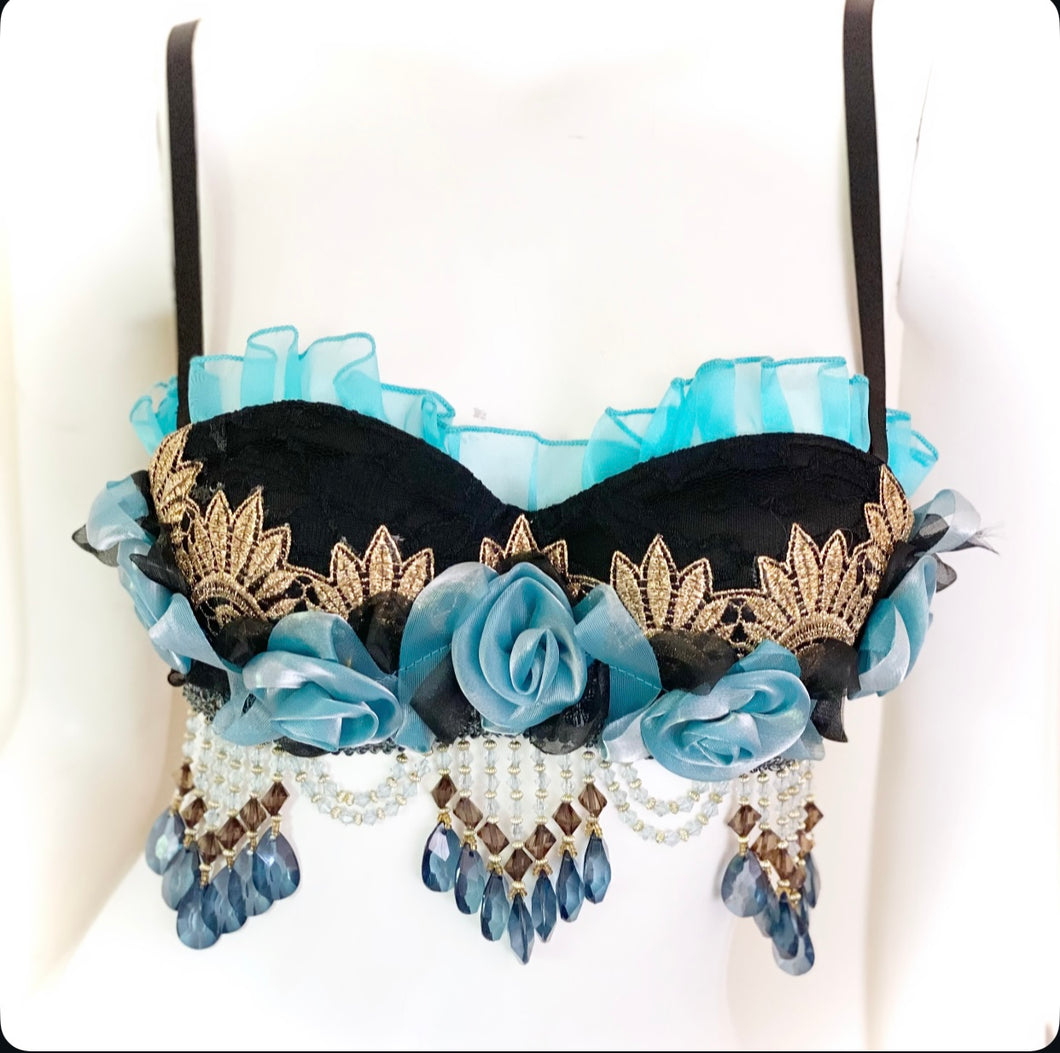 A Victorian Afternoon  Beaded Bra - Dusty Blue - 34A