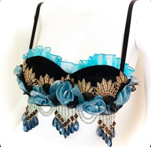 Load image into Gallery viewer, A Victorian Afternoon  Beaded Bra - Dusty Blue - 34A