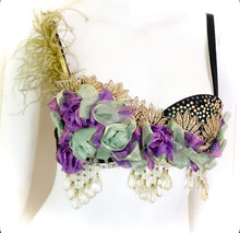 Load image into Gallery viewer, A Victorian Afternoon Beaded Bra - Purple/Sage - 32A