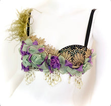 Load image into Gallery viewer, A Victorian Afternoon Beaded Bra - Purple/Sage - 32A