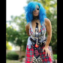 Load image into Gallery viewer, Pop punk plaid velvet bra high waisted leggings tie