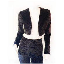 Load image into Gallery viewer, Black Velvet Crop Jacket