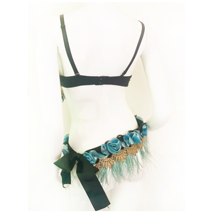 Dusty Blue Bordelle - 32A bra, XS/S belt