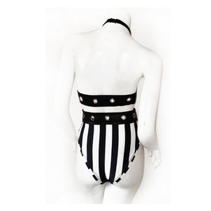 Striped High Waisted Bikini Bottom