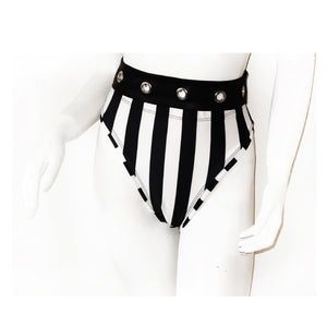Striped High Waisted Bikini Bottom