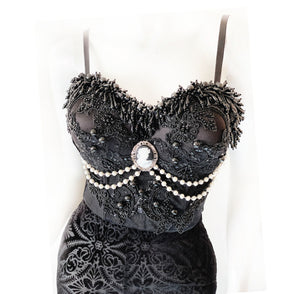 House of Ill Repute Beaded Lace Bustier