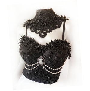 House of Ill Repute Beaded Lace Bustier