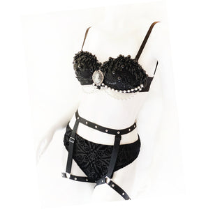 House of Ill Repute Beaded Lace Bra