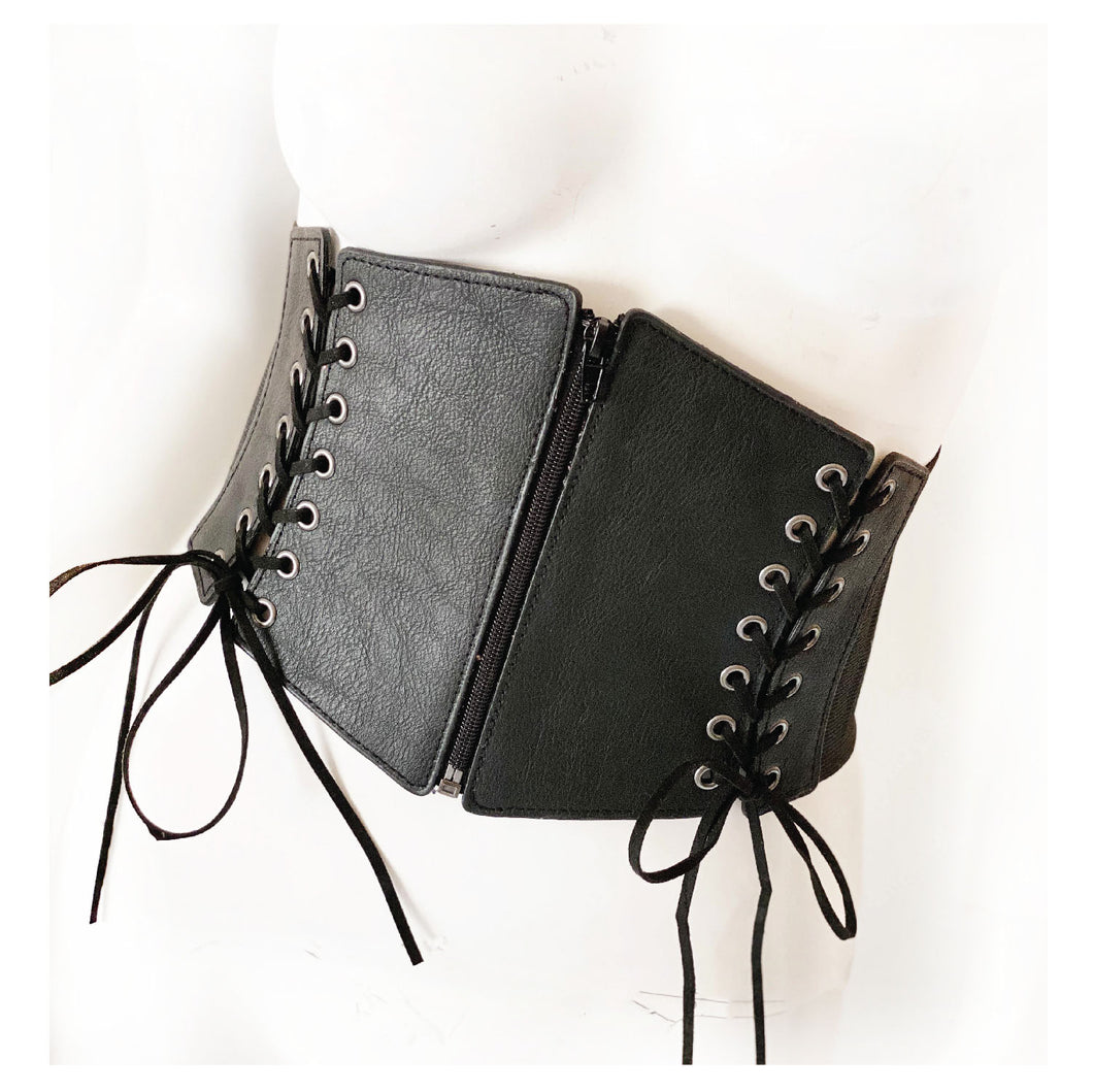 House of Ill Repute Vegan Leather Lace-up Corset Belt