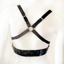 Load image into Gallery viewer, Liquid Vinyl Holographic Crosses O-ring Bra Top
