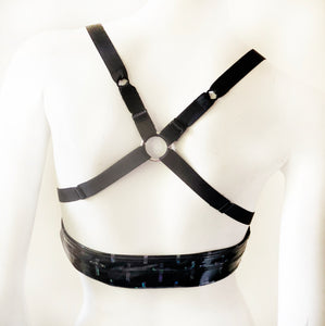 Liquid Vinyl Holographic Crosses O-ring Bra Top