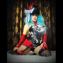 Load image into Gallery viewer, Lady Marmalade Red Bow Garter Belt with Fringe