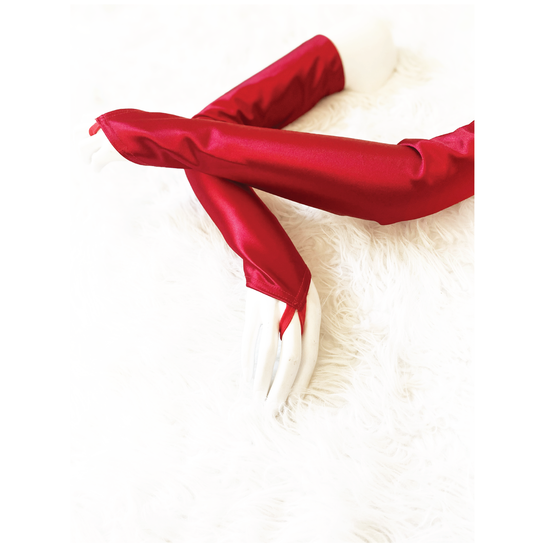 Lady Marmalade Red Satin Gloves