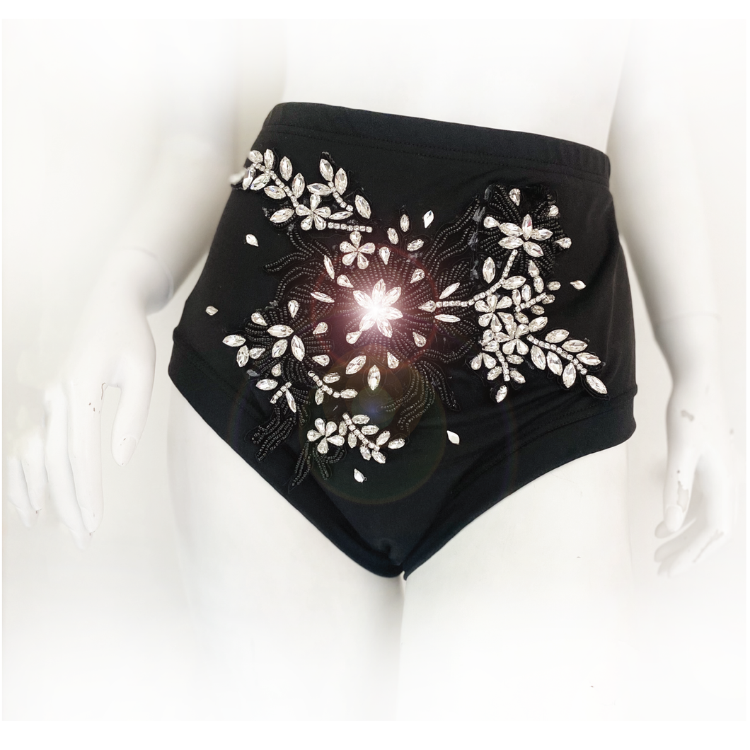 Lady Marmalade Rhinestone Applique High Waisted Brief
