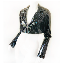 Load image into Gallery viewer, Liquid Vinyl Holographic Crosses Moto Jacket