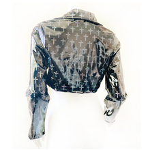 Load image into Gallery viewer, Liquid Vinyl Holographic Crosses Moto Jacket