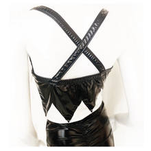 Load image into Gallery viewer, Liquid Vinyl Harlequin Bustier - SAMPLE SALE - 36DD