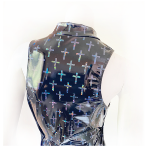 Liquid Vinyl Holographic Crosses Catsuit - SAMPLE SALE - size S