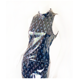 Liquid Vinyl Holographic Crosses Catsuit - SAMPLE SALE - size S