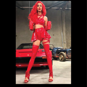 Little Red Corvette Liquid Vinyl Garter - SAMPLE SALE - size XS/S