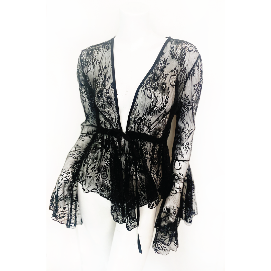 Madame Midnight Lace Robe - SAMPLE SALE - size XL