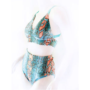SAMPLE SALE - Snakeskin Velvet Bikini - 34A top / XS bottom