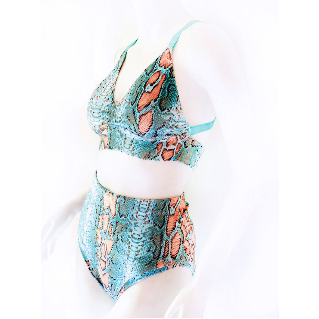 SAMPLE SALE - Snakeskin Velvet Bikini - 34A top / XS bottom