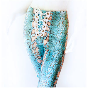 Snakeskin Lace-up Legging