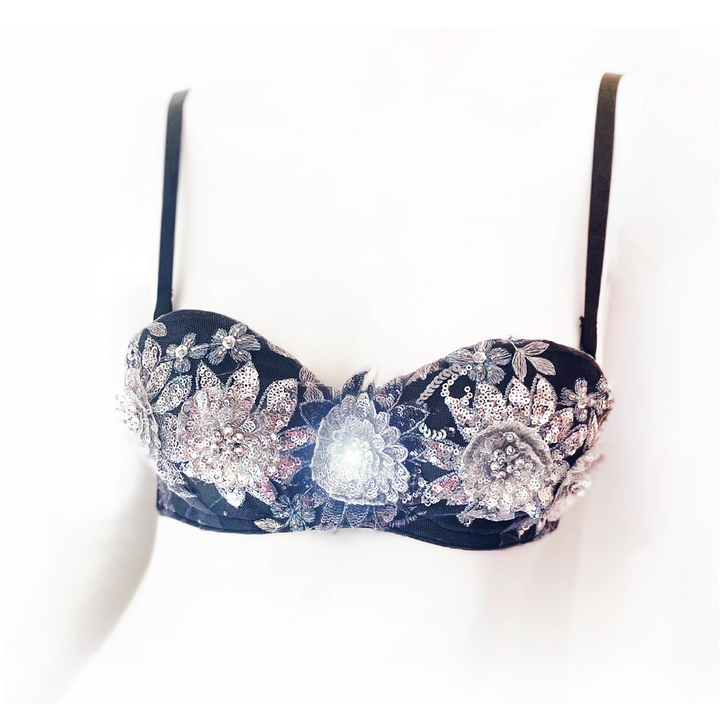 Moto Glam Sequin Lace Bra