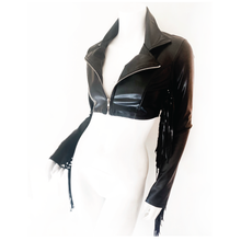 Load image into Gallery viewer, Moto Glam Fringe Crop Jacket