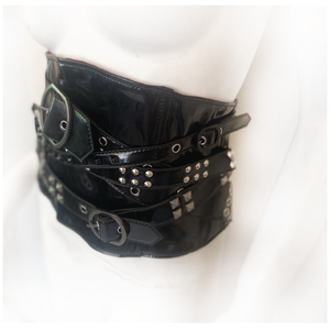 PVC Studded and Belted Waist Cincher - size S/M