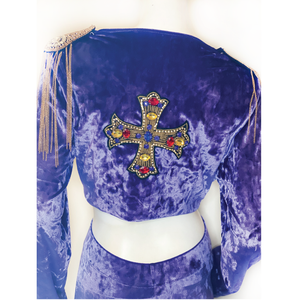 Purple Velvet Crop Jacket
