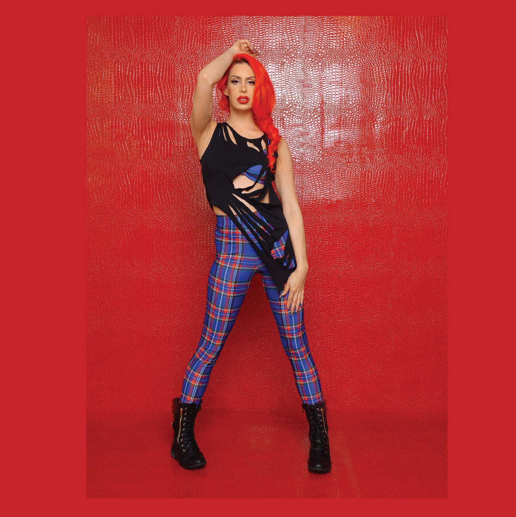 Rebel Yell Plaid High Waisted Leggings - SAMPLE SALE - size XS
