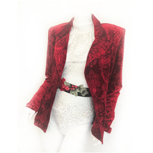 Load image into Gallery viewer, Red Velvet Brocade Jacket