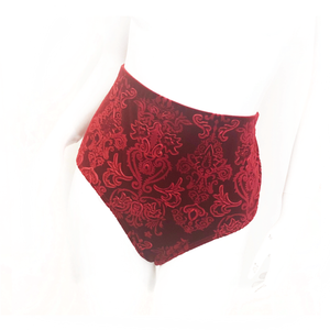 Red Velvet Brocade High Waisted Brief