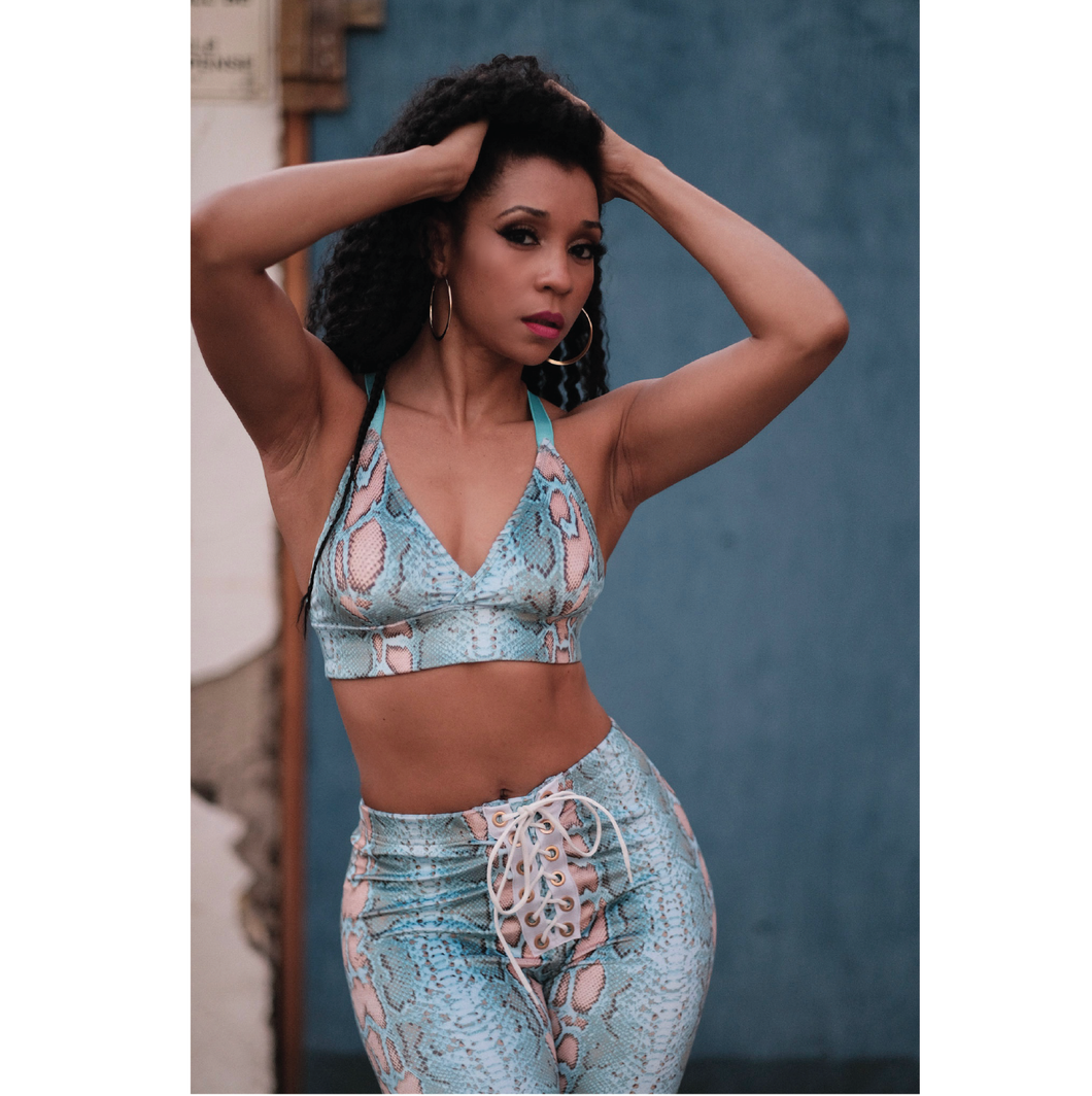 Snakeskin Lace-up Legging