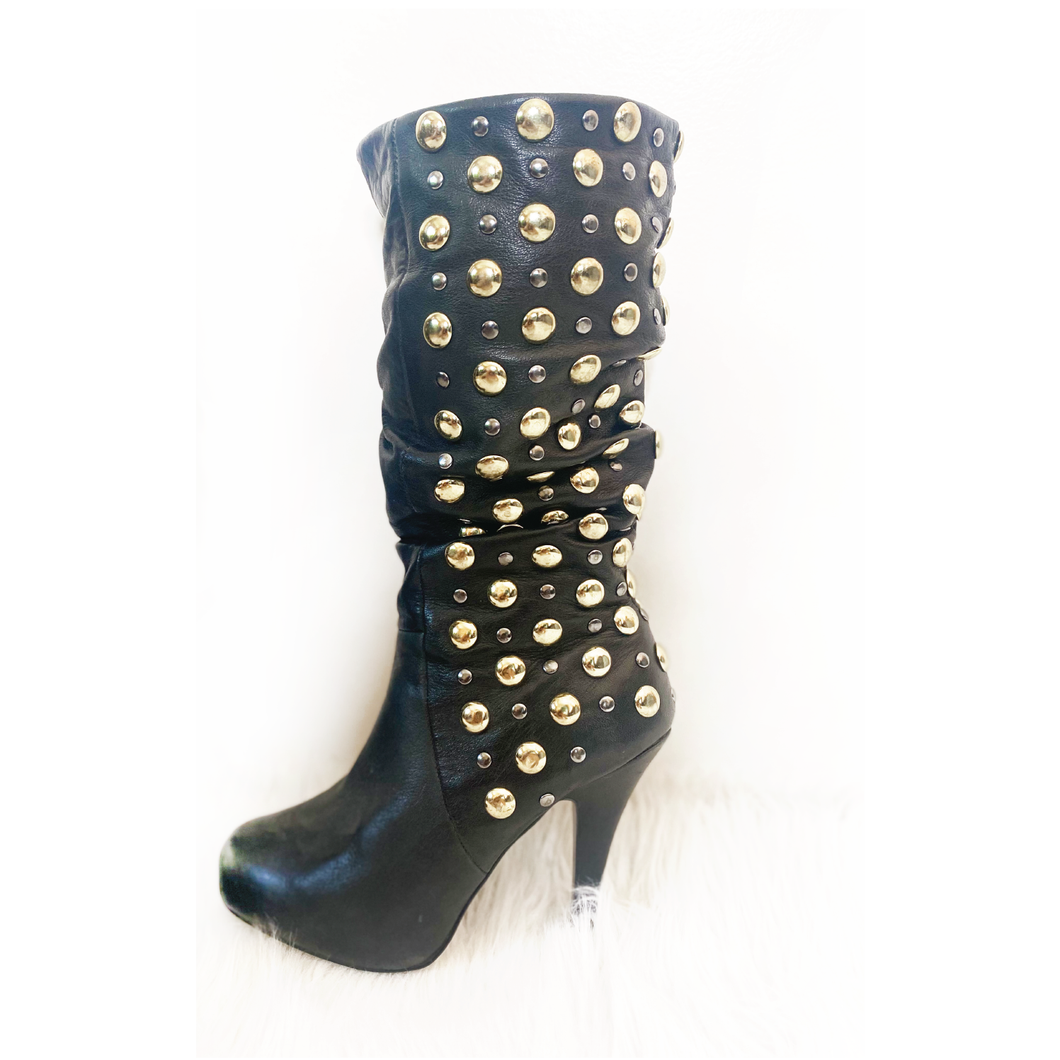 Studded Mid-calf Boots - Size 7
