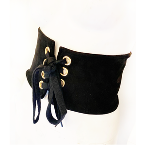 Velvet Lace-up Waist Belt